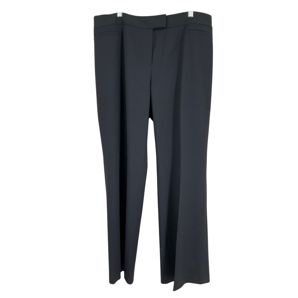 Lafayette 148 Sullivan Pants Women 16 Black Virgin Wool Straight Leg Office Luxe